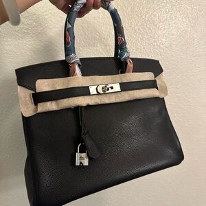 Black Leather Top-Handle Satchel with Silver Hardware
